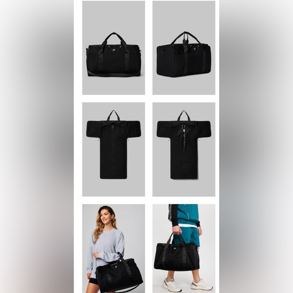 Fabletics Black Nylon folding Duffel Bag